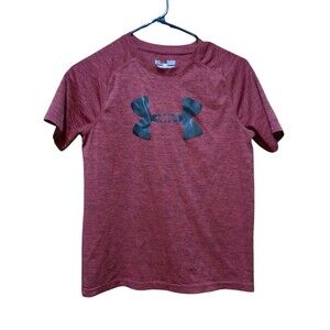 Under Armour Shirt Size Youth Large  Loose Red Logo Shirt  Heatgear